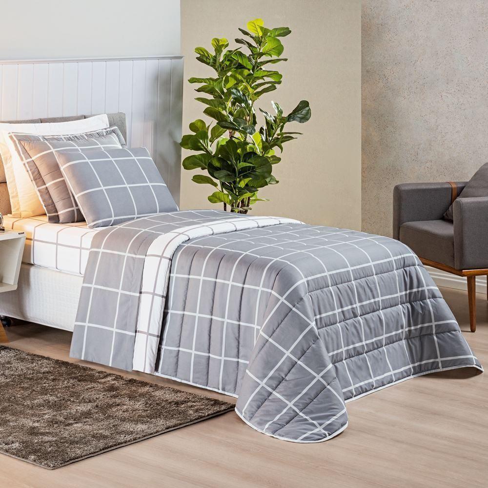 Cobre Leito Solteiro Dustin Micropercal 200 Fios Dupla Face 2 Peças - Cinza - 3