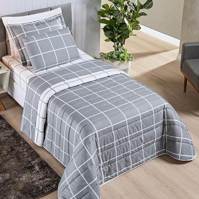 Cobre Leito Solteiro Dustin Micropercal 200 Fios Dupla Face 2 Peças - Cinza