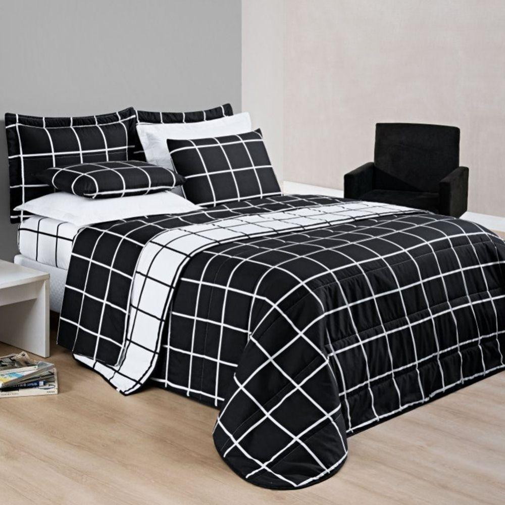 Cobre Leito King Dustin Micropercal 200 Fios Dupla Face 3 Peças - Preto - 1