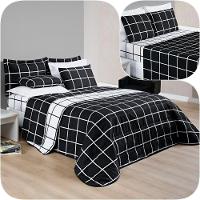 Kit Cobre Leito King Dustin 200 Fios Com Jogo De Lençol - 7 Peças Preto - 1