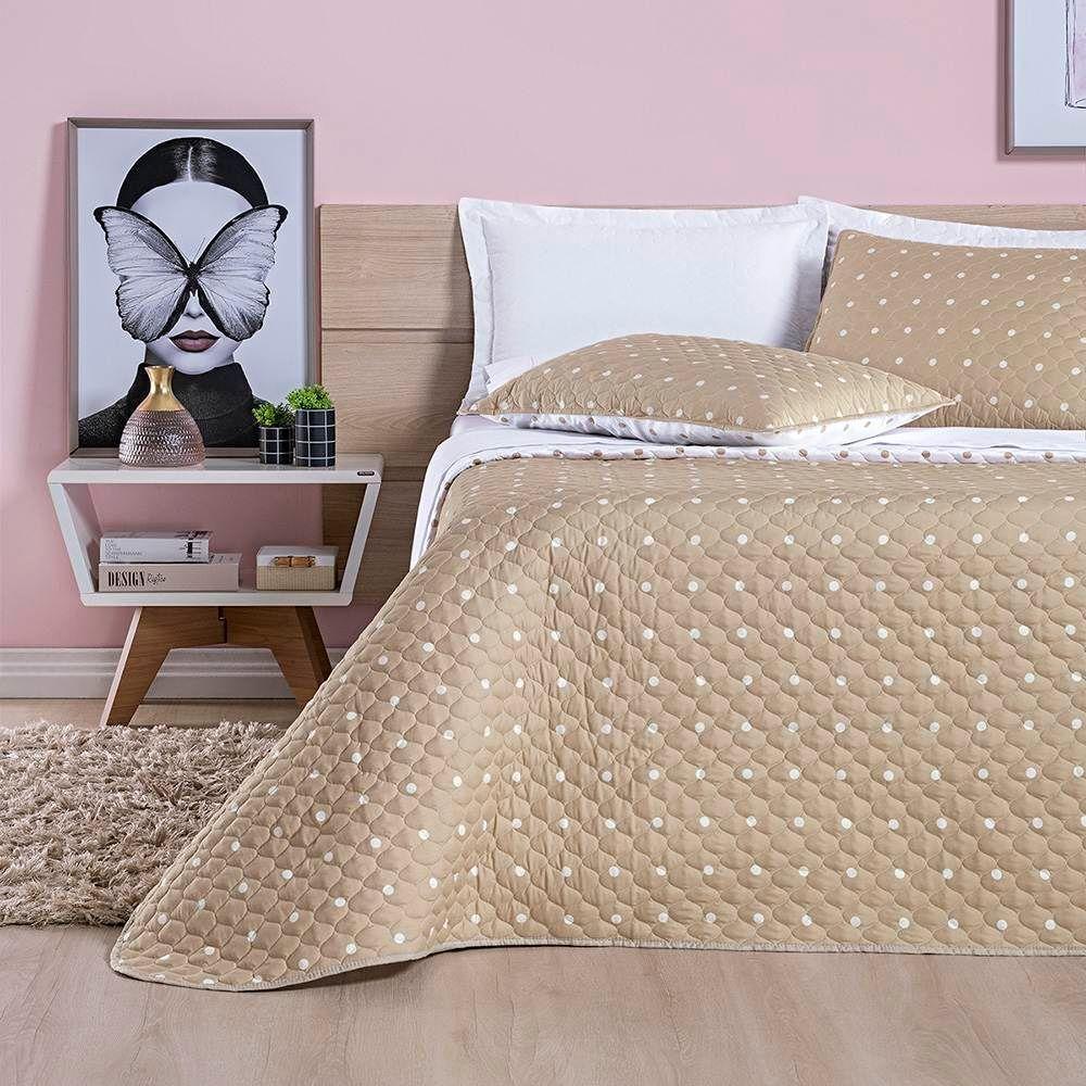 Cobre Leito King Petit Poa Micropercal 200 Fios Dupla Face 3 Peças - Caqui - 2