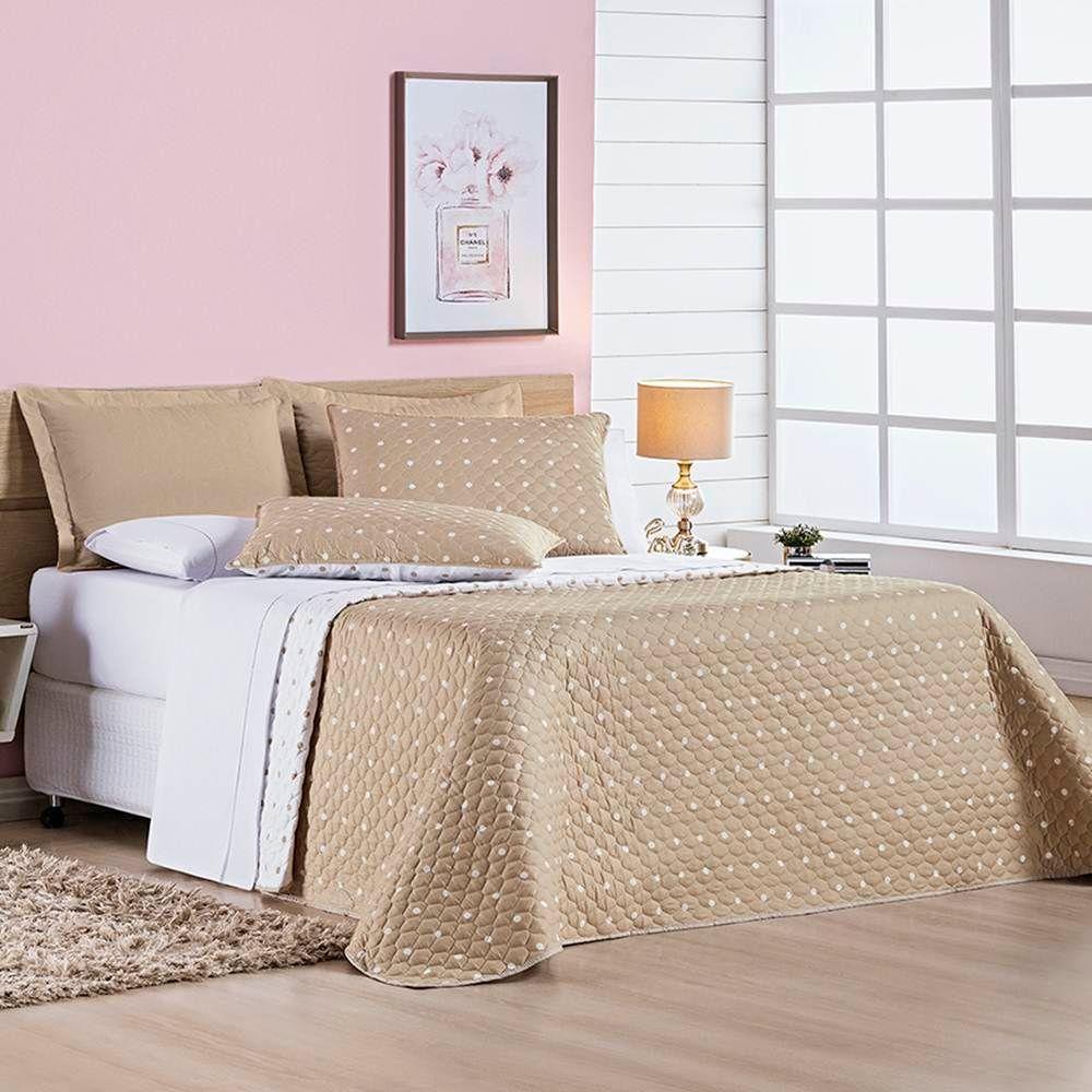 Cobre Leito King Petit Poa Micropercal 200 Fios Dupla Face 3 Peças - Caqui - 3