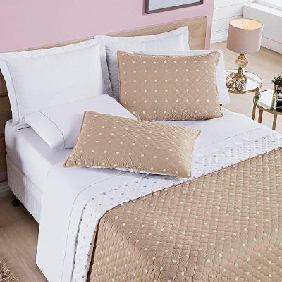 Cobre Leito King Petit Poa Micropercal 200 Fios Dupla Face 3 Peças - Caqui