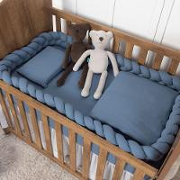 Trança Protetora Para Berço E Cama Percal 200 Fios Liso - Cinza Jeans - 2