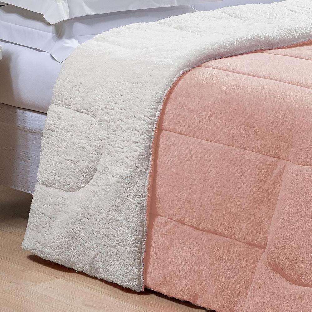 Edredom Queen Coberdrom Noruega Sherpa-mantinha 1 Peça - Rosa - 2