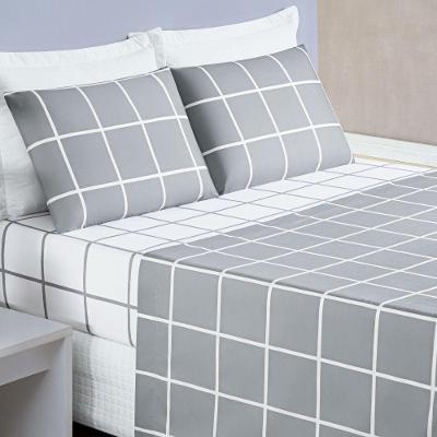 Jogo De Lençol Queen Micropercal 200 Fios Dustin 4 Peças - Cinza