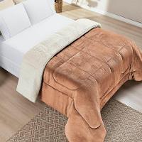 Edredom Queen Coberdrom Dupla Face Sherpa Mantinha Everest Cor Terra - 1