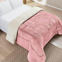 Edredom Queen Coberdrom Dupla Face Sherpa Mantinha Everest Cor Rosa Chiclete - 1