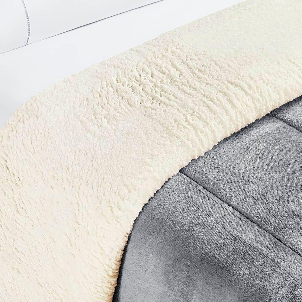 Edredom Queen Coberdrom Dupla Face Sherpa Mantinha Everest Cor Cinza - 2