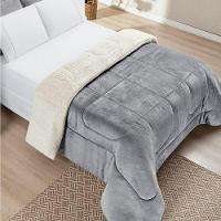 Edredom Queen Coberdrom Dupla Face Sherpa Mantinha Everest Cor Cinza - 1