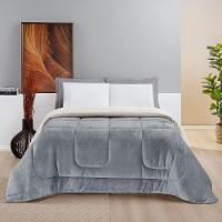 Edredom Queen Coberdrom Dupla Face Sherpa Mantinha Everest Cor Cinza - 3