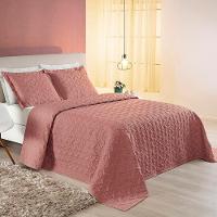 Cobre Leito Casal Agata Bordado Micropercal 200 Fios 3 Peças - Rose - 2