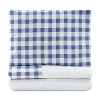 Jogo De Lençol Para Berço Americano 100% Algodão 3 Peças - Xadrez Azul - 1