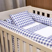 Jogo De Lençol Para Berço Americano 100% Algodão 3 Peças - Xadrez Azul - 2