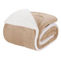 Edredom Solteiro Coberdrom Noruega Sherpa-mantinha 1 Peça - Bege - 1