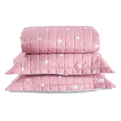 Cobre Leito Casal Padrão Essencialle Estampado 150 Fios 3 Peças - Corações