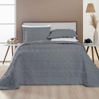 Cobre Leito Casal Padrão Poppy Micropercal 300 Fios 3 Peças - Cinza - 3