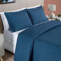 Cobre Leito King Amarilis Micropercal 200 Fios 3 Peças - Marinho - 3