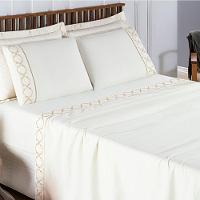 Jogo De Lençol Queen 300 Fios Bordado Infinity 4 Peças - Palha - 1