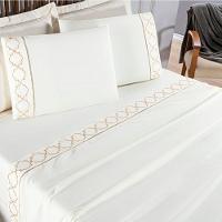 Jogo De Lençol Queen 300 Fios Bordado Infinity 4 Peças - Palha - 2