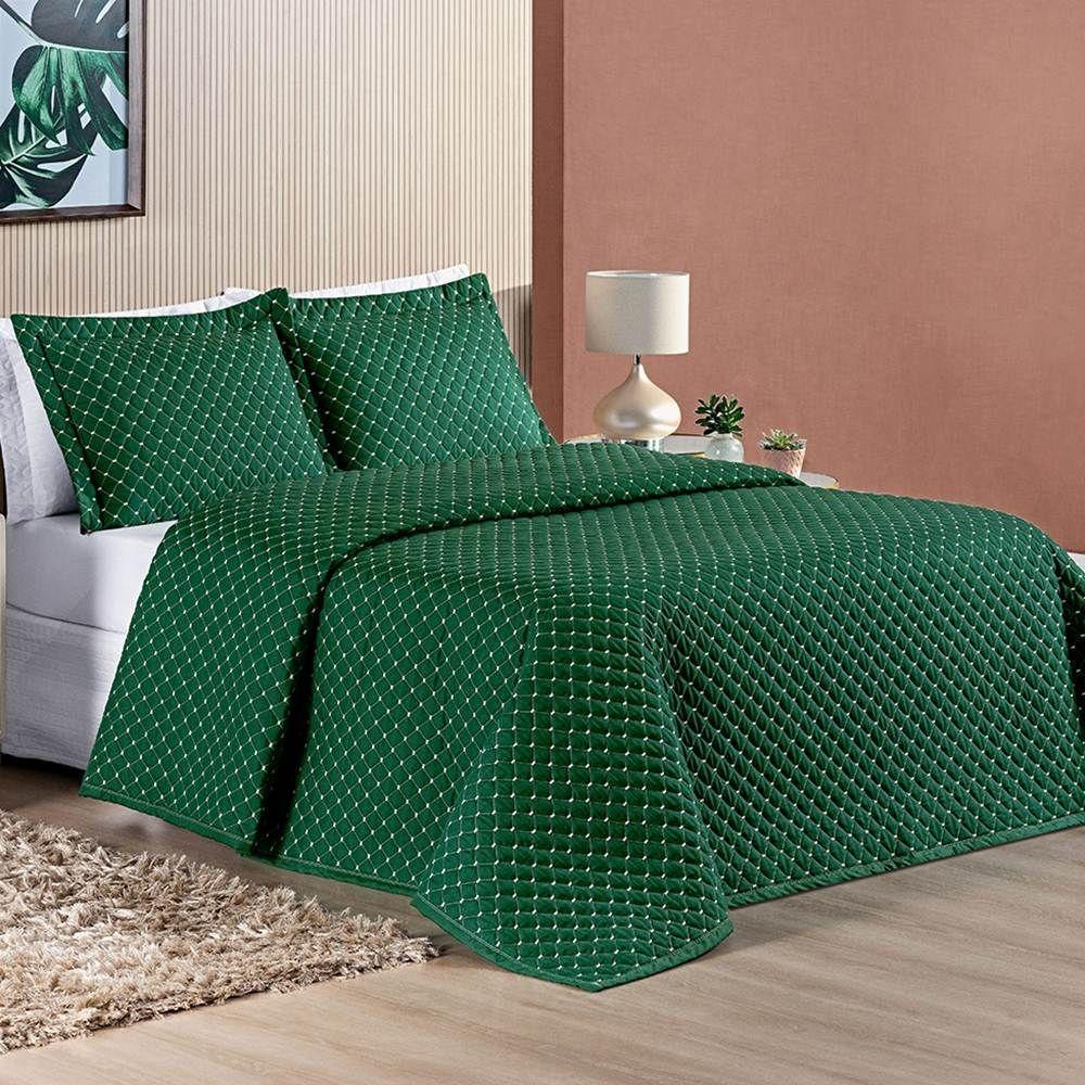 Cobre Leito Queen Amarilis Micropercal 200 Fios 3 Peças - Esmeralda - 1