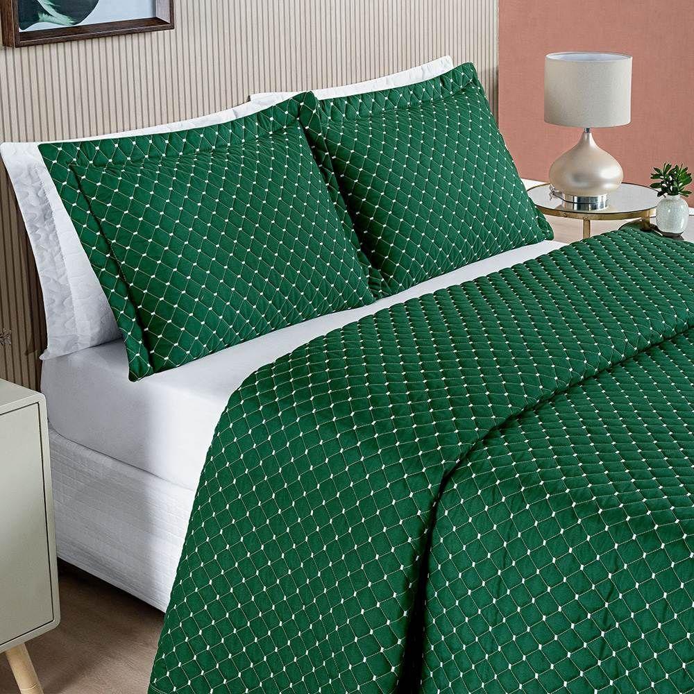 Cobre Leito King Amarilis Micropercal 200 Fios 3 Peças - Esmeralda - 2