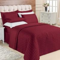 Kit Top Line Cobre Leito Queen 180 Fios + Jogo De Lençol - 7 Peças Vinho - 1