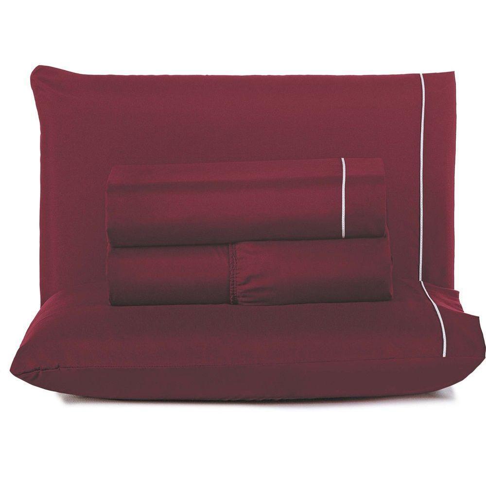 Kit Top Line Cobre Leito King 180 Fios + Jogo De Lençol - 7 Peças Vinho - 2