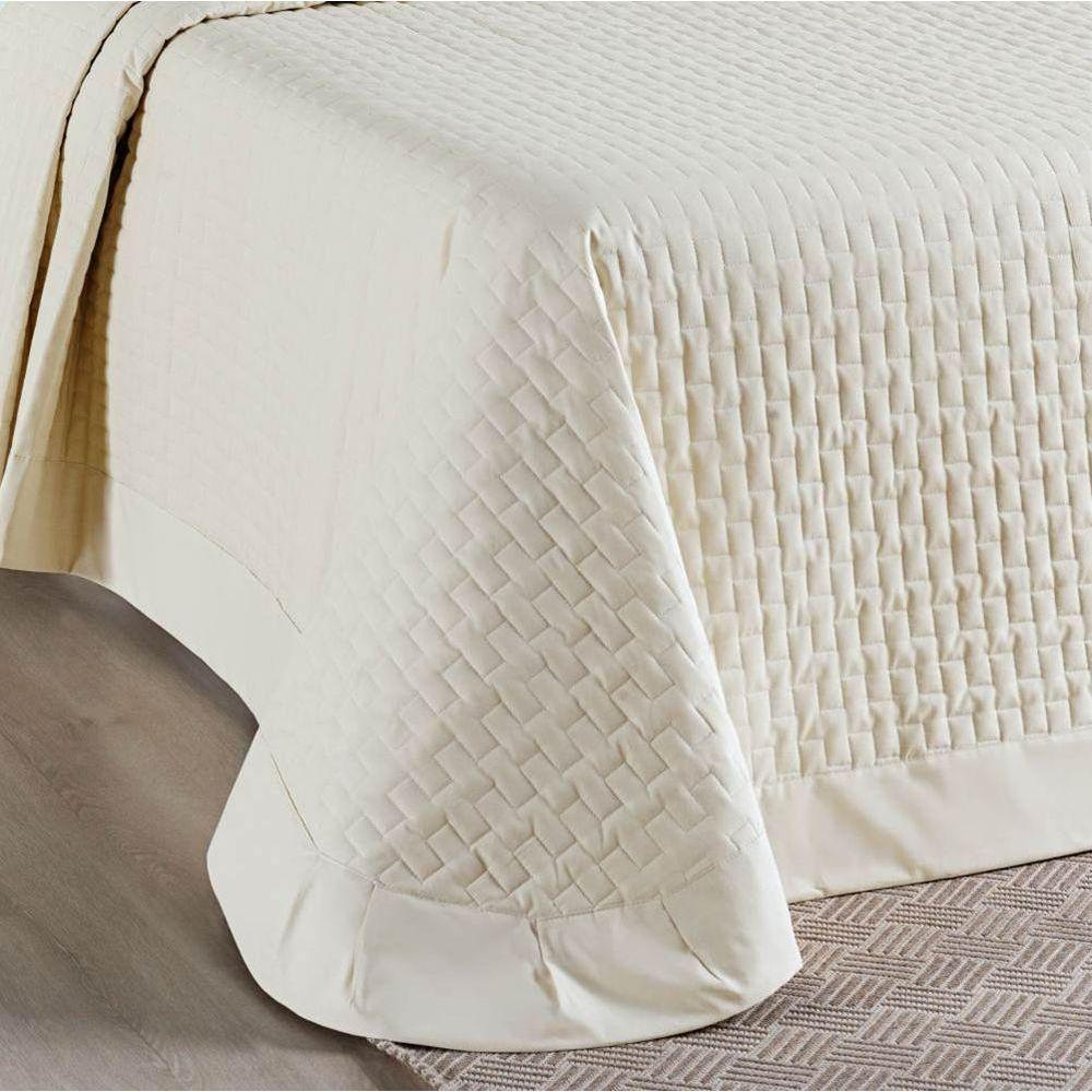 Cobre Leito Casal Padrão Madri Percal 200 Fios 100% Algodão 3 Peças - Palha - 2