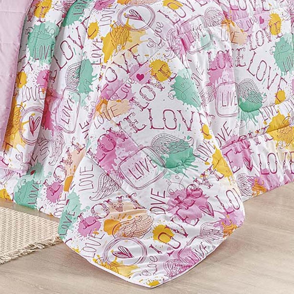 Edredom Casal Padrão Amore Estampado 200 Fios 100% Algodão 3 Peças - 2