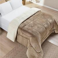 Edredom Queen Coberdrom Dupla Face Sherpa Mantinha Everest Cor Kaqui - 1