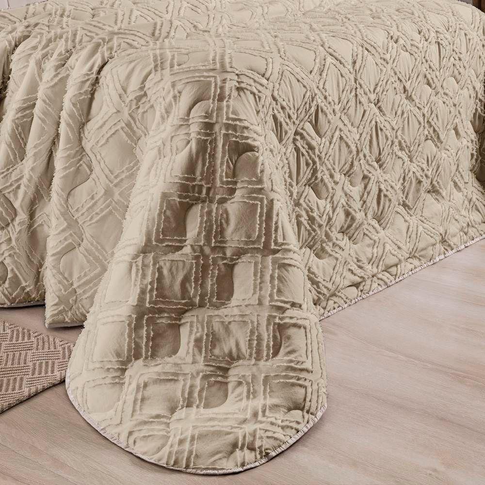 Cobre Leito Casal Padrão Aveline Micropercal 300 Fios 3 Peças - Caqui - 3