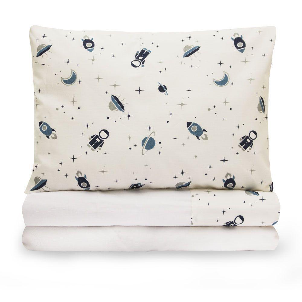 Jogo De Lençol Para Berço Americano 100% Algodão 3 Peças - Space - 1