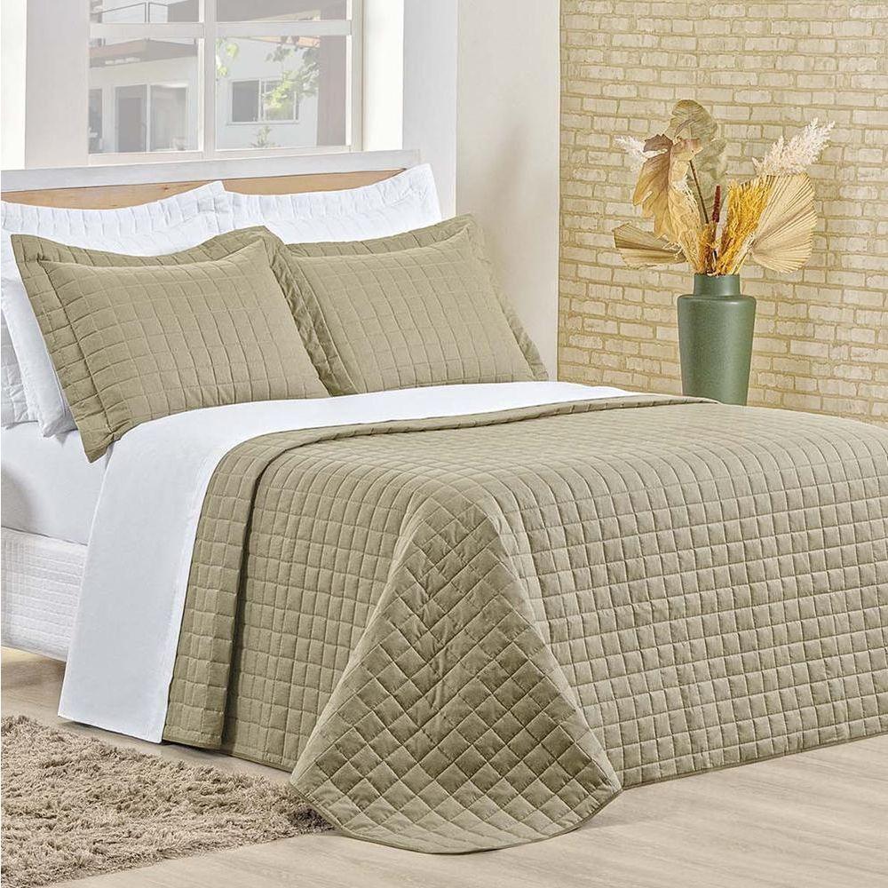 Cobre Leito Queen Montreal Algodão 150 Fios 3 Peças - Caqui - 1