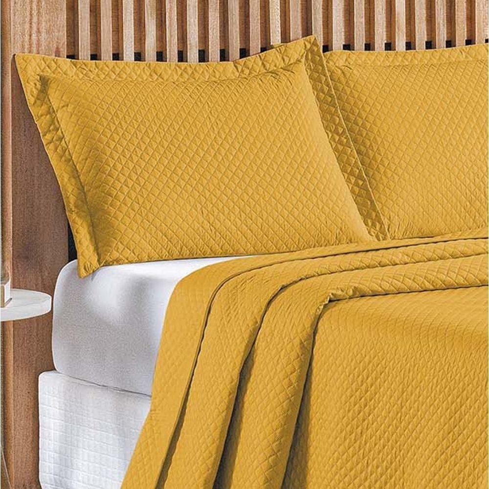 Cobre Leito Queen Bouti Mavie Geométrico 180 Fios 3 Peças - Açafrão - 2