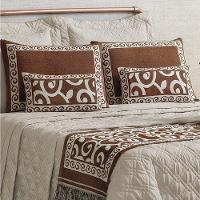 Kit Cobre Leito Queen Turin Com Almofadas E Peseira 180 Fios 10 Peças - Caqui - 3