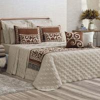 Kit Cobre Leito King Turin Com Almofadas E Peseira 180 Fios 10 Peças - Caqui - 1
