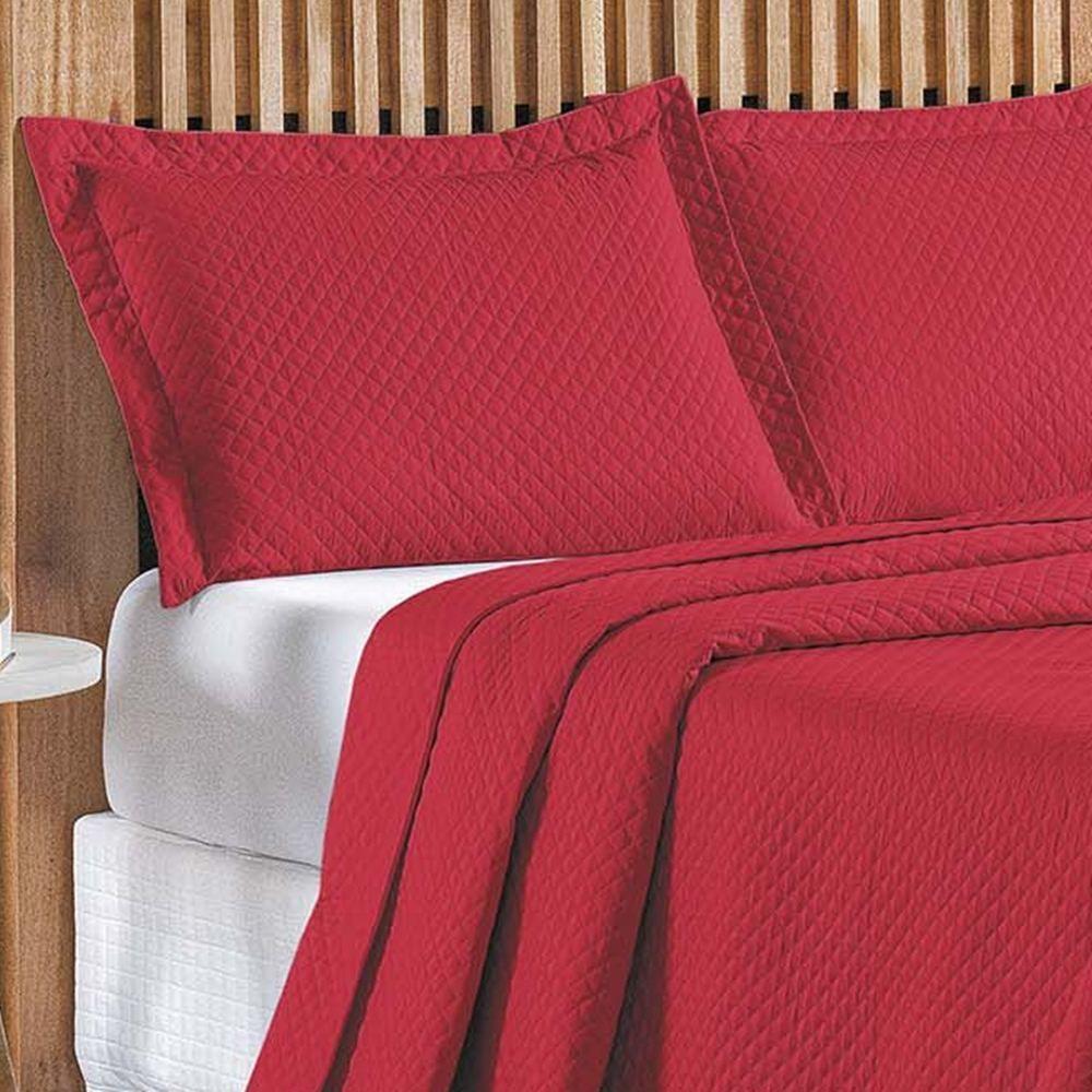Cobre Leito Queen Bouti Mavie Geométrico 180 Fios 3 Peças - Vermelho - 2