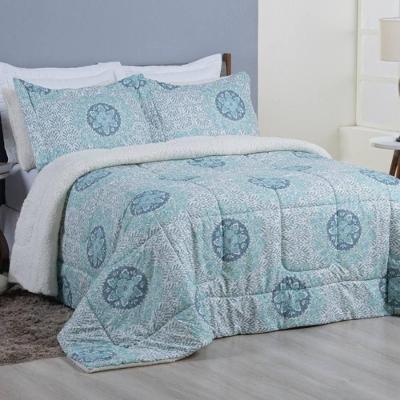 Edredom King Coberdrom Top Line Estampado Hipercal-sherpa 3 Peças - Lotus