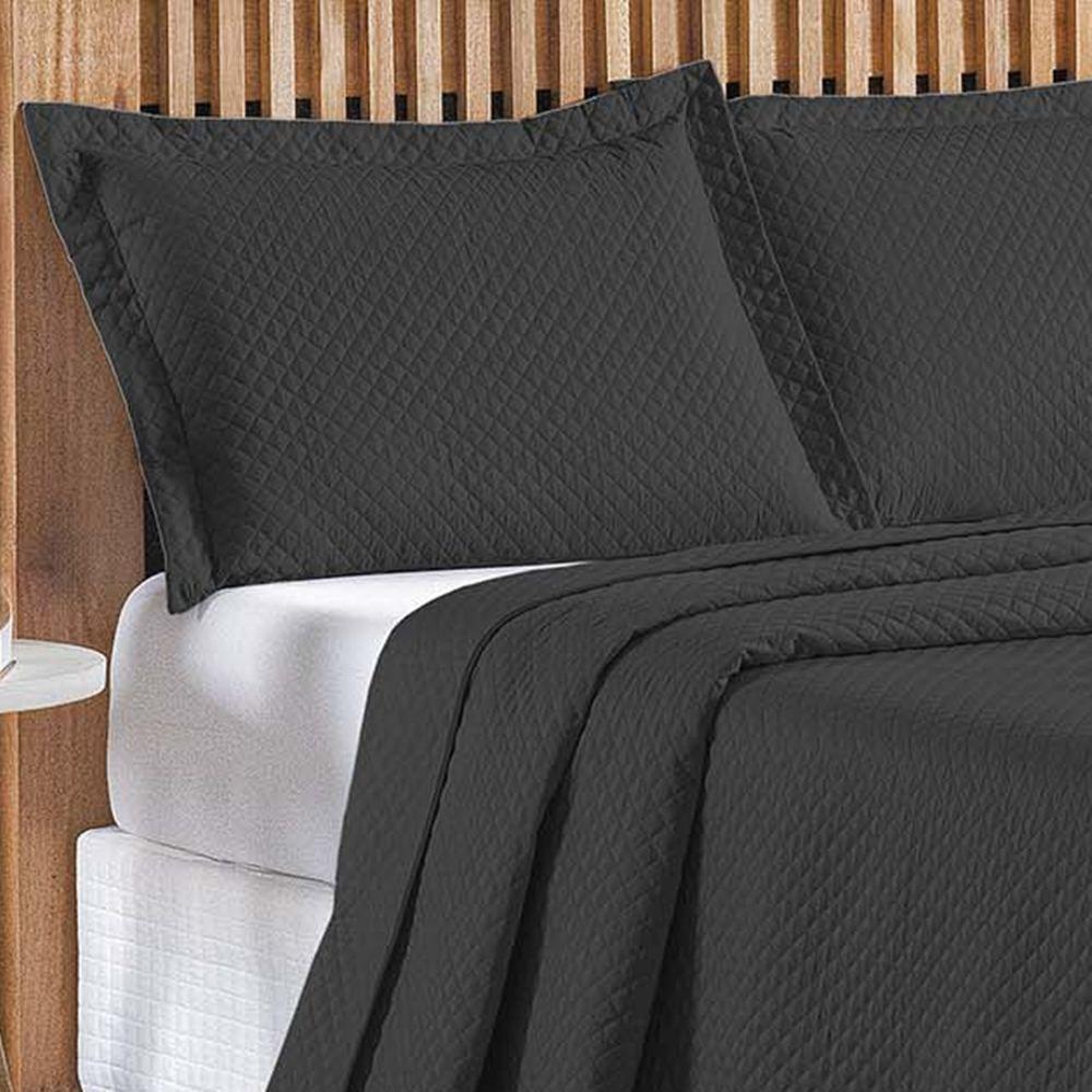 Cobre Leito Queen Bouti Mavie Geométrico 180 Fios 3 Peças - Preto - 2