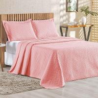 Cobre Leito Queen Bouti Mavie Geométrico 180 Fios 3 Peças - Goiaba - 1