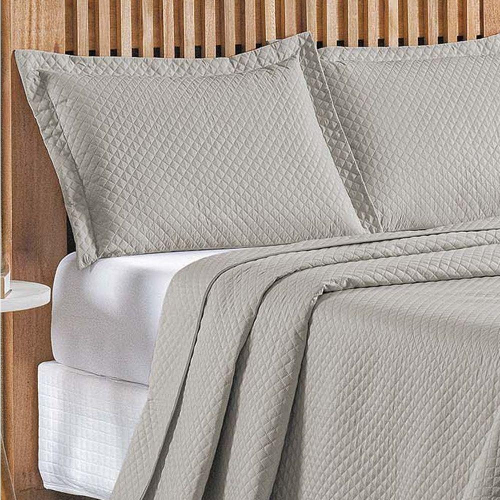 Cobre Leito Queen Bouti Mavie Geométrico 180 Fios 3 Peças - Cinza - 2