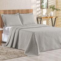 Cobre Leito Queen Bouti Mavie Geométrico 180 Fios 3 Peças - Cinza - 1