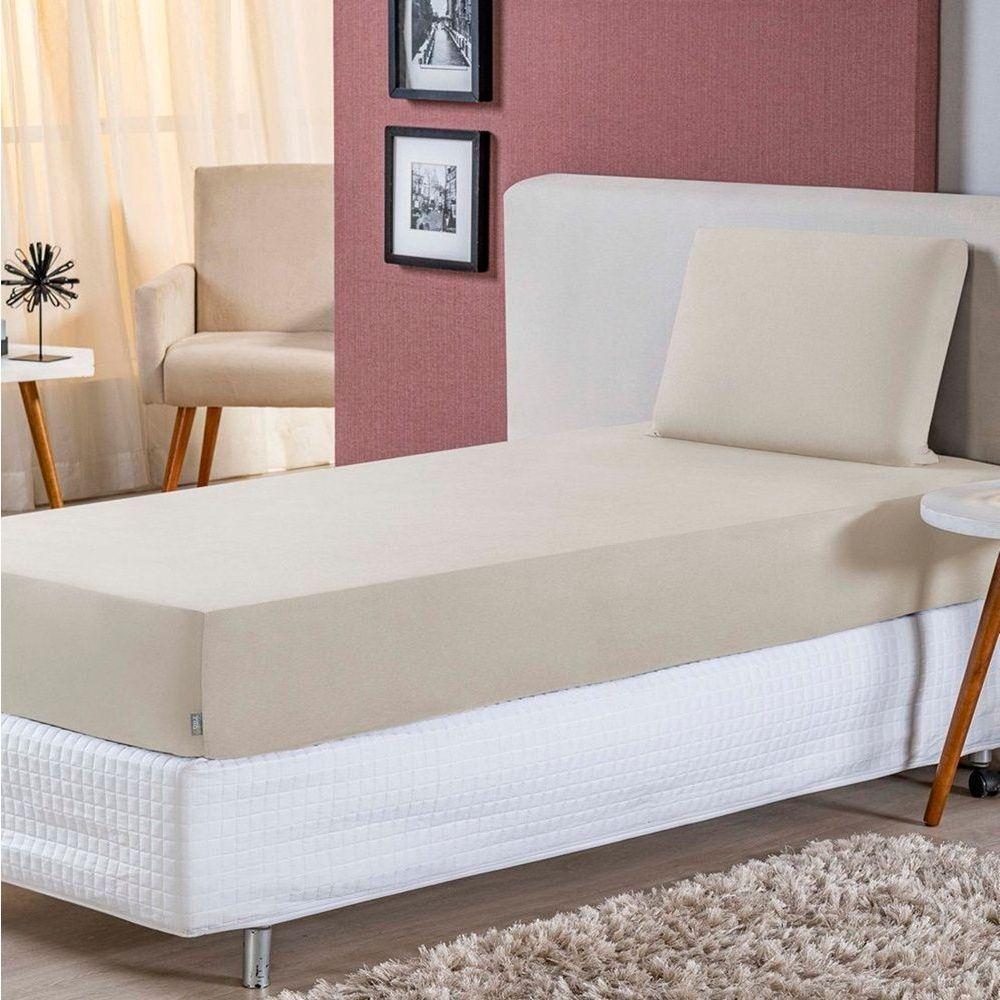 Jogo De Lençol Solteiro Malha 100% Algodão 2 Peças - Palha - 1