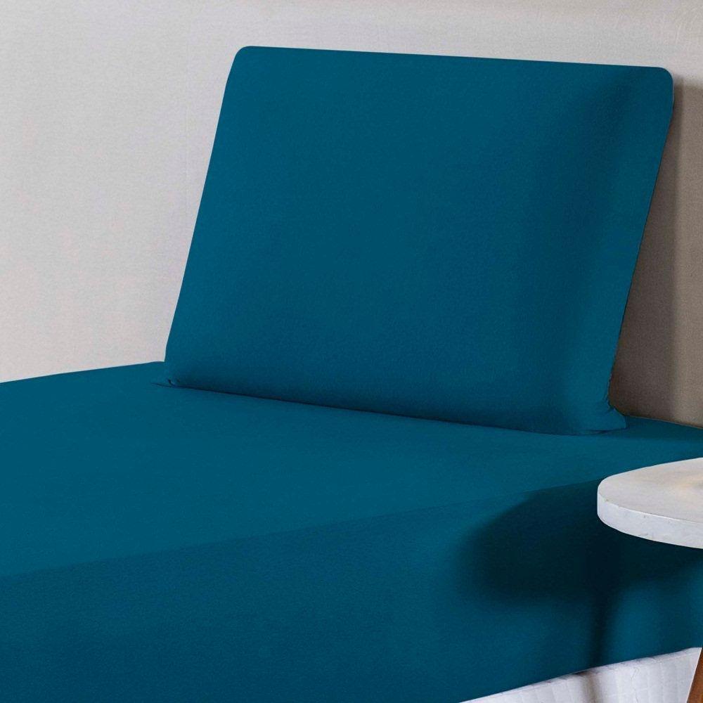 Jogo De Lençol Solteiro Malha 100% Algodão 2 Peças - Petroleo - 2