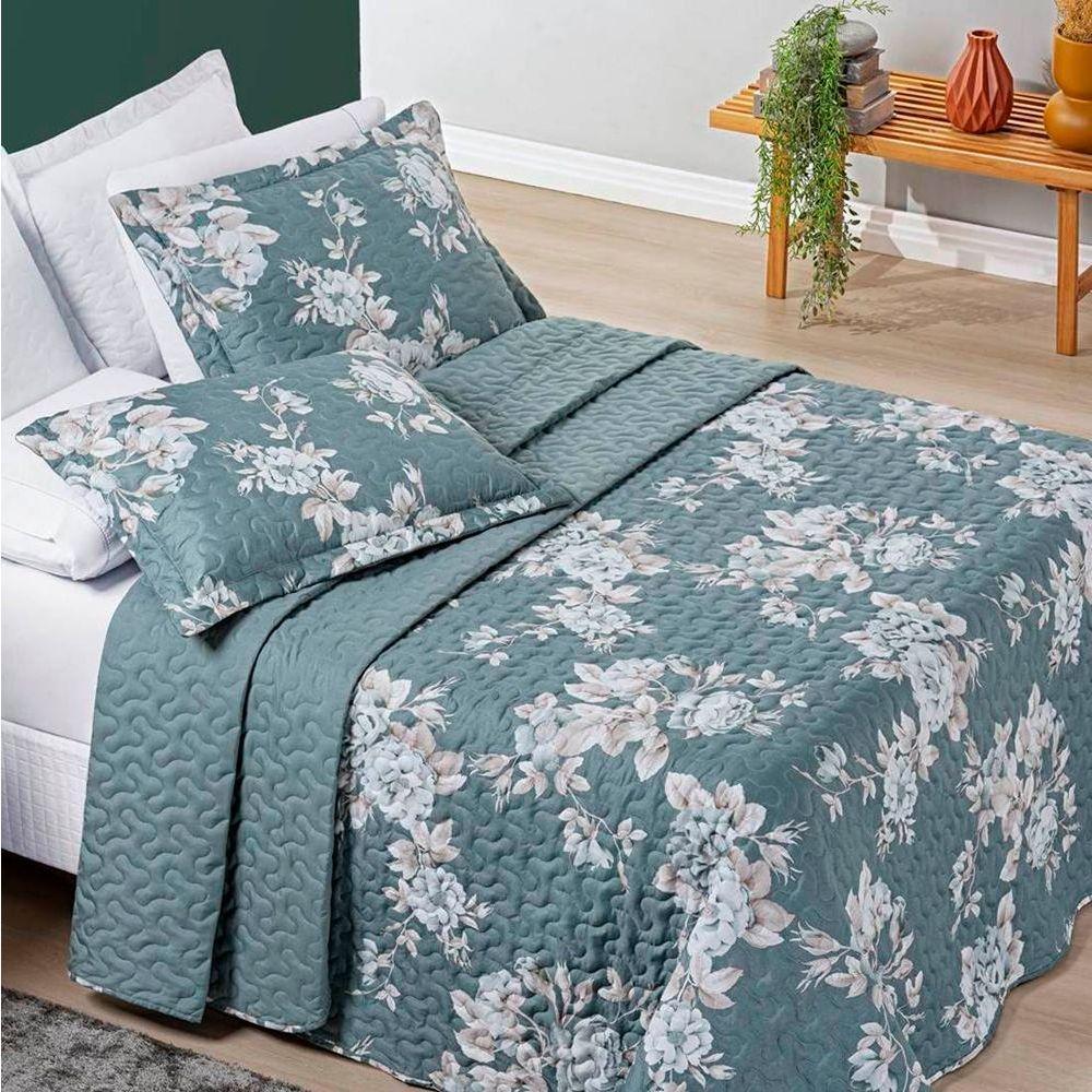 Cobre Leito King Dupla Face Avere 200 Fios Estampado 3 Peças Cor Primavera - 1
