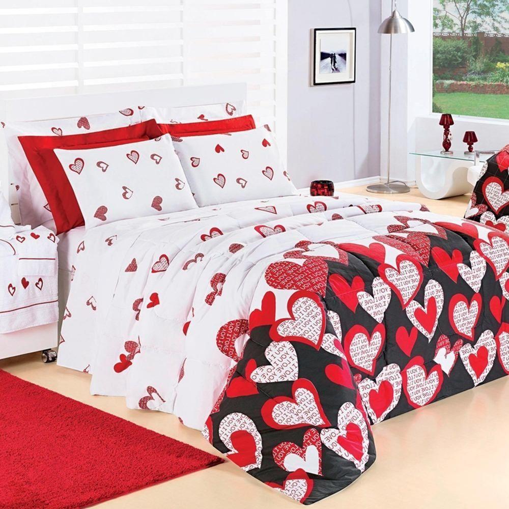 Edredom Casal Desire Percal 200 Fios 100% Algodão 5 Peças - Love - 1