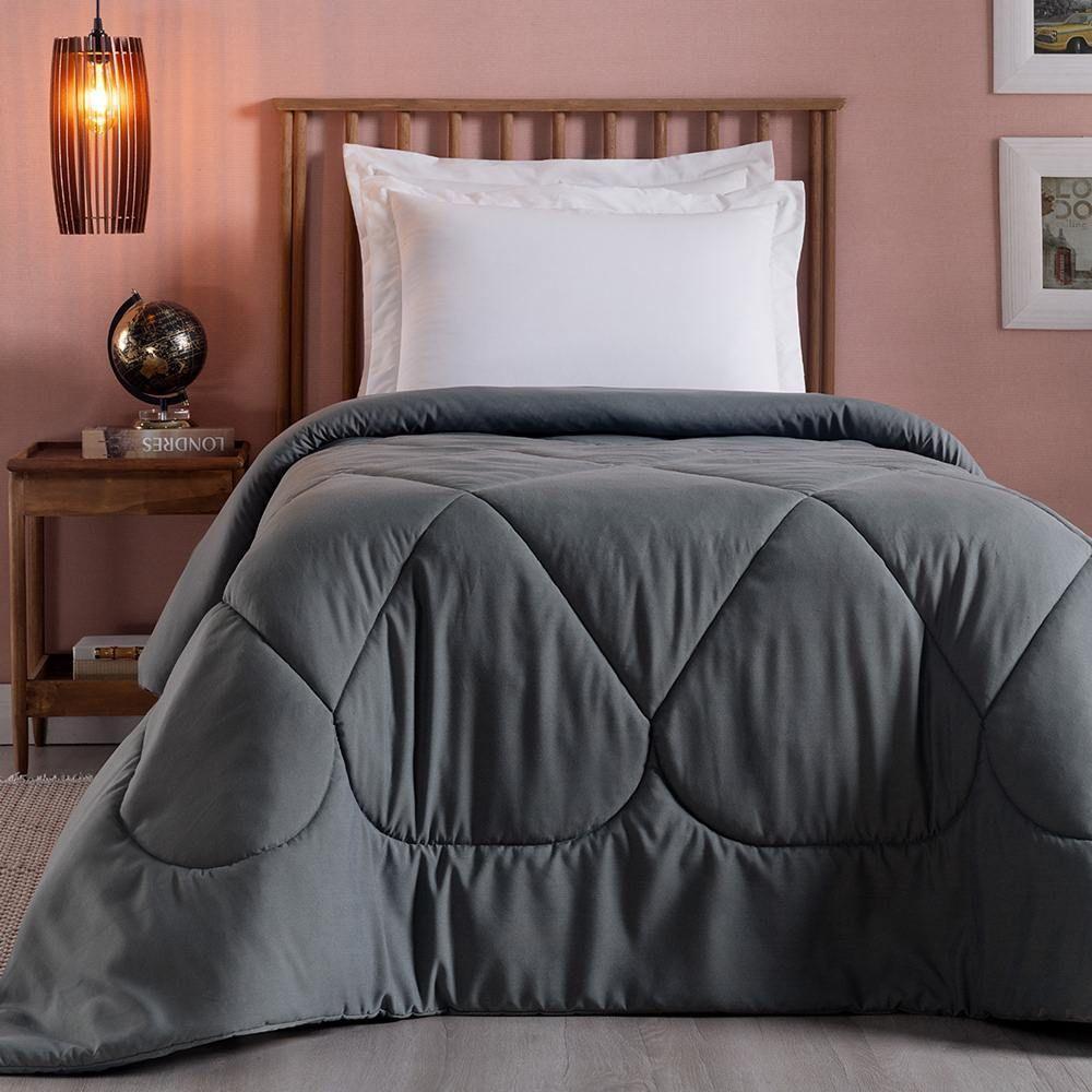 Edredom Solteiro Unique Dupla Face 200 Fios 1 Peça - Grafite - 2