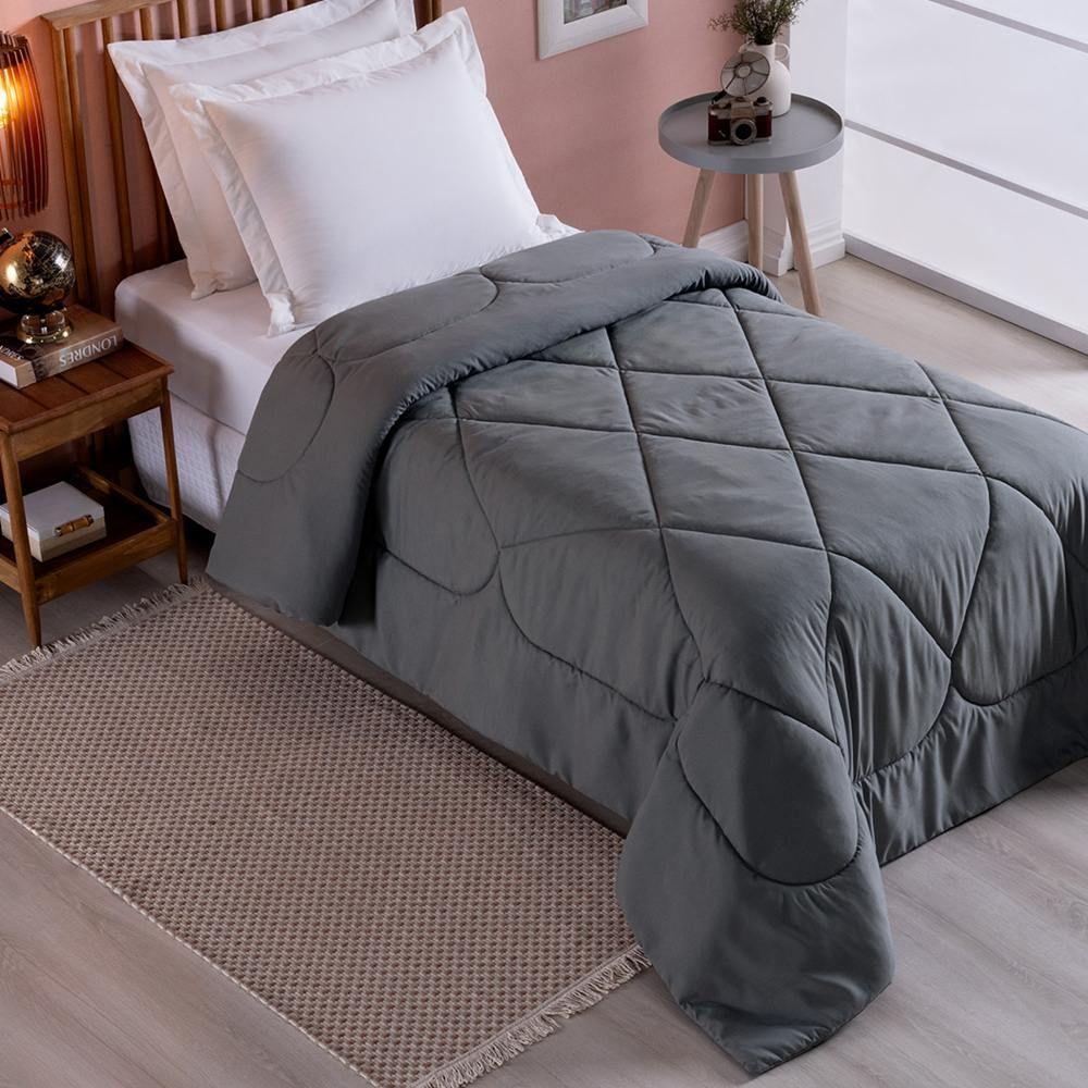 Edredom Solteiro Unique Dupla Face 200 Fios 1 Peça - Grafite - 3