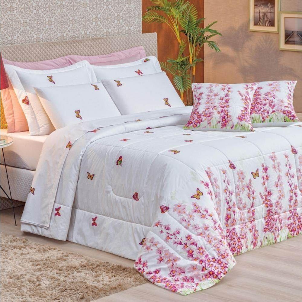 Edredom Queen Craft Percal 200 Fios 100% Algodão 5 Peças - Borboletas - 1